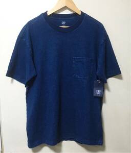 【未使用】GAP ギャップ インディゴ染め 半袖ポケットTシャツ 肉厚 サイズ M