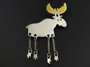  Vintage 925 silver made he radio-controller ka mousse Dan gru leg meki deer n animal pin brooch Mexico jewelry 