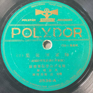 SP盤 吹奏楽と合唱「陸軍軍歌集(三・四)」(ポリドール/3536/レコード/レトロ/JUNK)