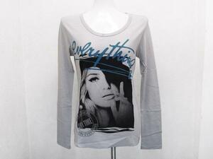 JAIL print long sleeve T shirt c ash gray / woman lady's F size long Tee