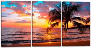 Art hand Auction Nuevo conjunto de 3 piezas, panel artístico, lienzo, pintura en lienzo, Póster Artístico, cuadro artístico moderno, pintura de 30x40cm, costa del atardecer de Hawaii, Obra de arte, Cuadro, otros