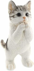 新品 超可愛い リアル 置き物 猫 ネコ ねこ サバトラ 置物 インテリア お洒落 レジン 陶器 高さ24.5cm