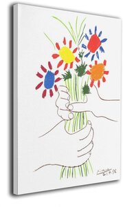 Art hand Auction Nouvelle peinture sur toile Pablo Picasso main tenant un bouquet art panneau affiche moderne impressionnisme scandinave intérieur toile 30 x 40 cm, ouvrages d'art, peinture, autres