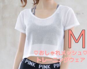 ヨガウェア ピラティスウェア 半袖 Tシャツ トレーニングウェア メッシュウェア