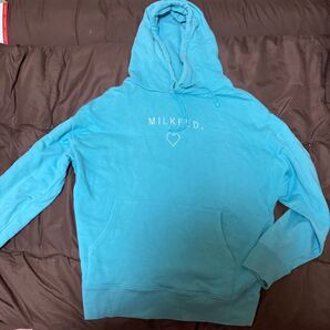 MILKFED パーカー 水色 ハート LINE HEART BIG SWEAT HOODIE 03183226 裏起毛