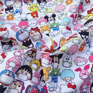 生地幅×100cmの値段になります。在庫限りですのでご購入は早めに マスク 小物 幼稚園グッズなどのハギレ 生地