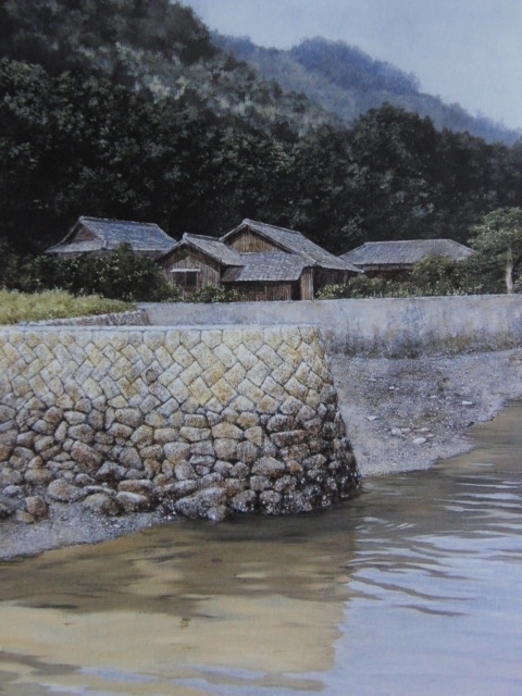 ○美品 作家 身野友之 タイトル「青碧の流れ」10号 十和田湖の奥入瀬 ...