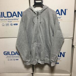 GILDAN スポーツグレー L 灰色 ジップアップ 8.0oz スウェット パーカー フルジップ フーディー ギルダン 無地 長袖 裏起毛 フード