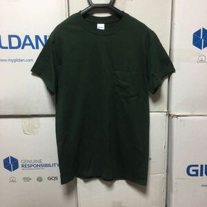 GILDAN フォレストグリーン S サイズ 深緑 半袖無地Tシャツ ポケット付き 6.0oz ギルダン