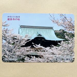【使用済】 オレンジカード JR東日本 神奈川の風景 建長寺の桜