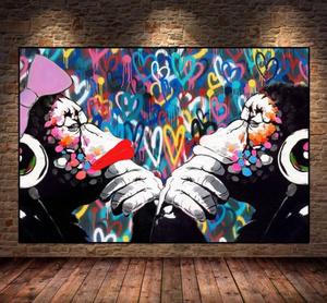 G746 BANKSY　バンクシー　キャンバスポスター ストリートアート ポップアート　60×90cm インテリア 海外製 枠なし　A