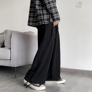 ワイドパンツ ボトムス スウェット ガウチョパンツ 袴パンツ メンズ レディース フレアパンツ L XL 黒 ブラック パンツ