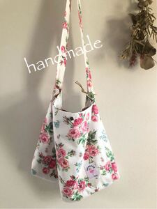 ワンショルダーバック☆パンチェッタロージーズ柄生地 ハンドメイド