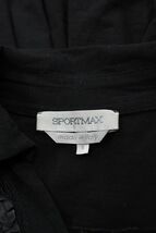 SS A1053 Max Mara マックスマーラ SPORTMAX 伸縮 ニット セーター 膝丈 ロング ワンピース ドレス ブラック リボン フリル レース タック_画像4