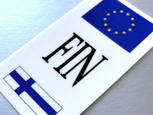 u2M# Finland sticker M size # national flag water-proof seal vehicle ID Europe country identification symbol EU