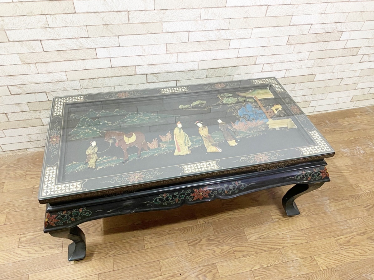 最高の品質 中国美術 中国家具 唐物 古玩 応接机 ガラステーブル 机 