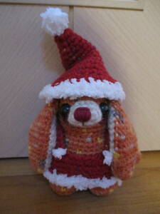 Art hand Auction Handmade floppy-eared dog Santa Amigurumi ■ Christmas stuffed animal, toy, game, stuffed toy, Amigurumi
