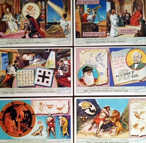 1963年 LIEBIG◆パズルの歴史6種 アンティーク ビンテージ クロモス カード◆リービッヒ クロスワードパズル