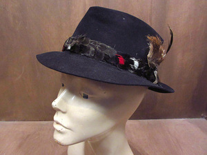 ビンテージ50’s60’s●ALEXANDERフェドラハット黒size 7 1/4●211015s5-m-ht-flt 1950s1960s帽子ソフト帽中折れ帽ブラックUSAメンズ