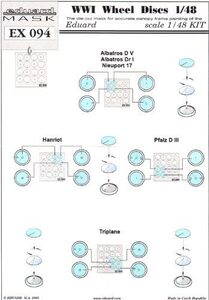 EX-094 1/48 WW1 航空機車輪 塗装用マスク Eduar エデュアルド パーツ iyasaka