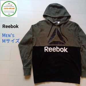 011【激安】リーボック reebok スウェットパーカー モスグリーン/ブラック メンズM 裏起毛