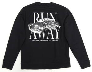 ★ 正規 本物 イタリア製 エムエスジーエム MSGM RUN AWAY バックプリント メンズ スウェット トレーナー Sサイズ SMALL 黒 ブラック