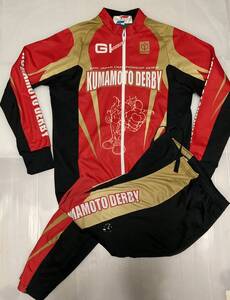 【中古】競輪 GⅠ 第65回日本選手権競輪 熊本ダービー ジャージタイツセット 黒 冬用厚手 KEIRIN