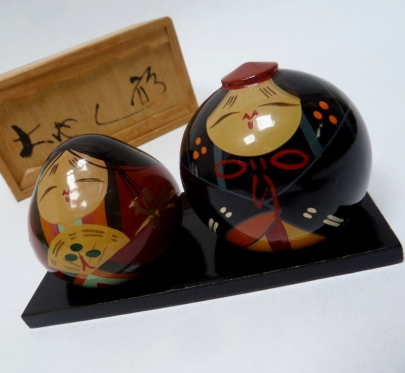 (☆BM5) Ouchi doll/Hina doll, Hina doll, Wooden, Lacquerware, Folk art toy, Craft, Comes with stand, Original box included, Ornament, Object, Retro, March Festival, Doll's Festival☆, season, Annual event, Doll's Festival, Hina doll