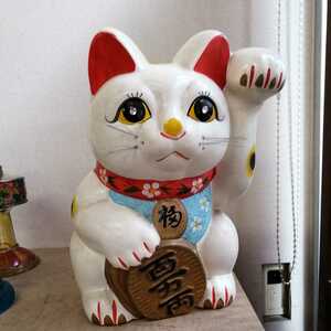 招き猫 キラキラ　貯金箱 商売繁盛 縁起物 置物 昭和レトロ 陶器 アンティーク
