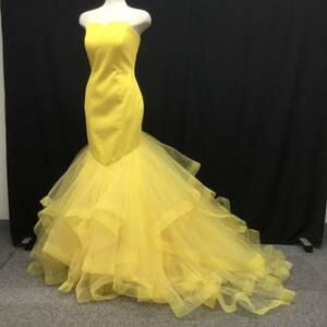 10号位★鮮やかな黄色!!★裾のチュールフリルも華やかでかわいいマーメイドドレス