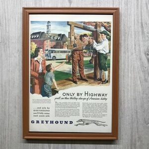 ◆即決◆1946年(昭和21年) GREYHOUND グレイハウンド長距離バス【B4-4702】アメリカビンテージ雑誌広告【B4額装品】当時物本物広告★同梱可