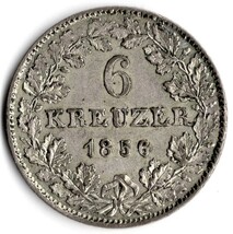 GER.FRANKFURT,1856,6Kreuzer,PCGS AU55,EF