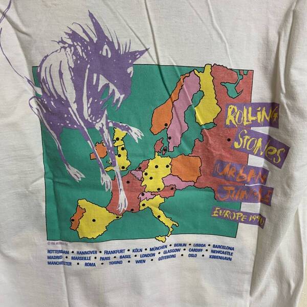 ローリングストーンズ 1990 urban jungle ツアーTシャツ ホワイト rolling stones