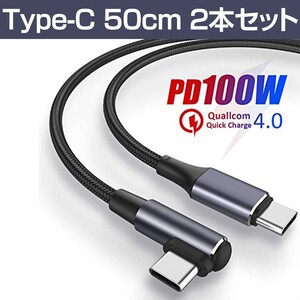 USB Type-Cケーブル PD対応 100W 20V/5A 0.5m 2本セット