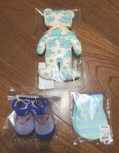  baby socks baby mitten organic Mini Bear tag equipped birth preparation man baby baby small articles 3 point set 