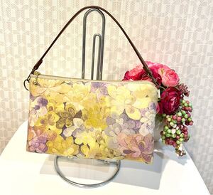 ハンドメイド リバティ生地使用のミニポーチ ミニバッグ エメラルドベイ 花柄