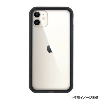 送料無料【訳あり・未使用品】iPhone11(6.1インチ) ケースクリア ブラック 背面型繊維ガラスケース HYBRID SQUARE (Clear Black) 