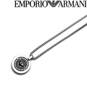 EMPORIO ARMANI エンポリオアルマーニ イーグルロゴ ネックレス マットシルバー×ブラック EGS2725040