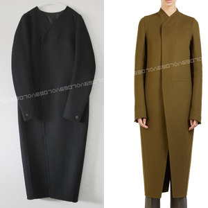  Rick Owens RICK OWENSLARRY F/W19 2019AW TUSK COAT структура при моно V шея шерсть длинный task пальто 40 черный 