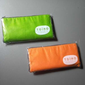 エコバッグ コンパクトエコトートバッグ 黄緑・オレンジの2色セット バッグ約40×38㎝ コンパクト時約10×20㎝ 未使用