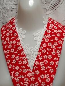 重ね衿 102 正絹新品 手作り 赤に白地の花 クリックポスト発送