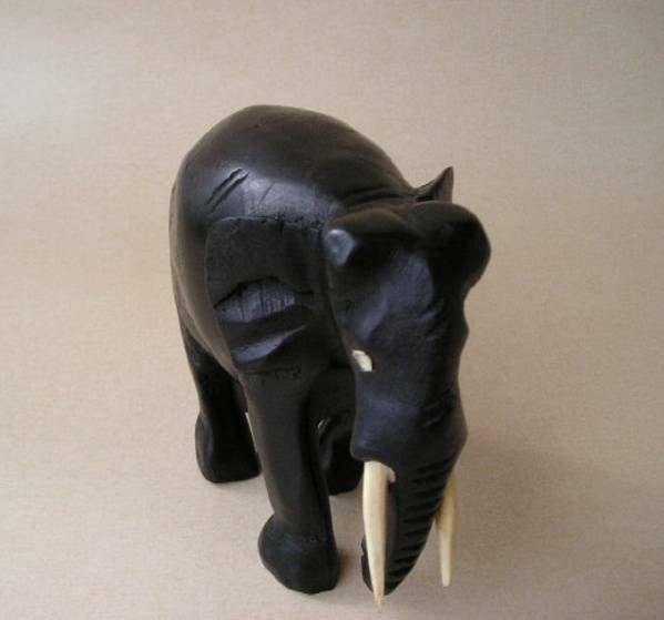 新品　黒檀　「ゾウ」　オブジェ　No.060