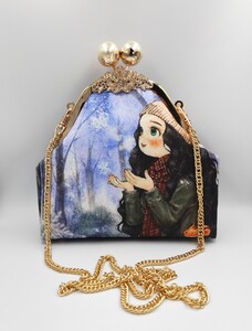 【ハンドメイド】がま口バッグ 森の少女 K