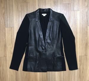 HELMUT LANG SUITING COM LT シープスキン レザージャケット 2 ヘルムートラング ラムレザー 切替 ジャケット ブラック 黒 HELMUTLANG ２