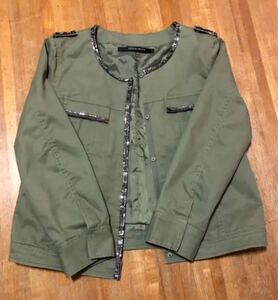 ジャケット ブルゾン 春 秋 ノーカラー ビジュー