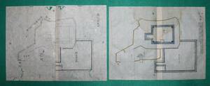 絵図 （城郭図） 滋賀県 近江國 水口城 本図 下図 2枚セット 加藤氏（レターパックライト発送）