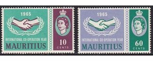 ★☆★　美しい切手　モーリシャス　1965　国際協力年　2種完　未使用　LH　★☆★