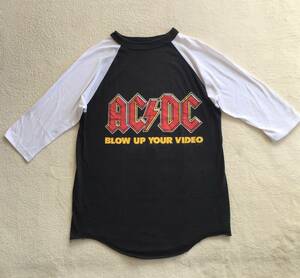 ◆ビンテージ AC/DC BLOW UP YOUR VIDEO TOUR 88 Tシャツ コピーライト入り 白袖 レア 検 アンスラックスAnthrax メタリカ 