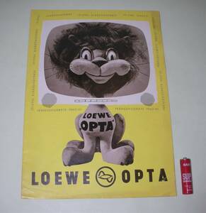 ドイツ レーベ/Loewe LOEWE OPTA 1960/61年 テレビ TV カタログ パンフレット マスコット・ライオン・キャラクター表紙