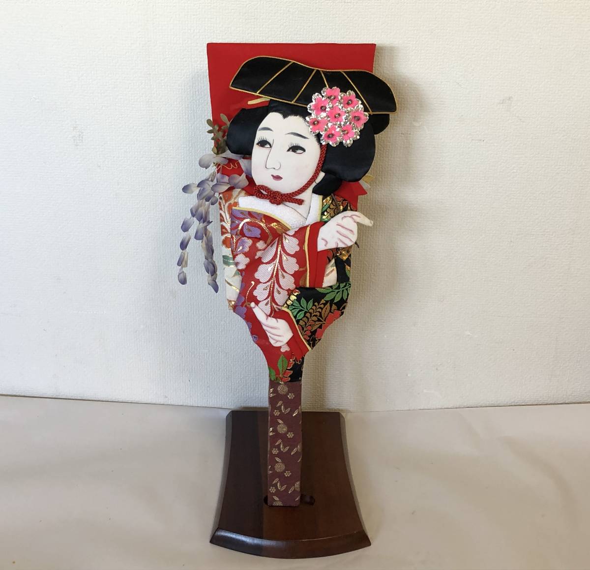 昭和レトロ 織押し絵 羽子板 花魁 舞妓さん 太鼓 置物 オブジェ 飾り